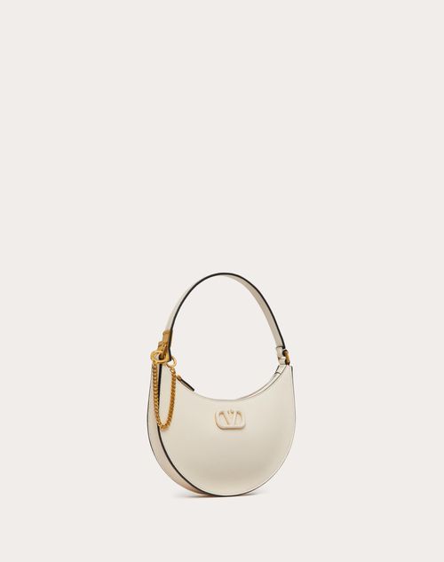 Vlogo Leather Hobo Bag In Grainy Calfskin for Woman in Ivory