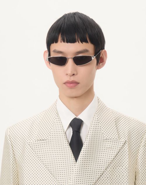 Valentino - Metal Cat-eye Eyewear - Silver/black/grey - Woman - Eyewear