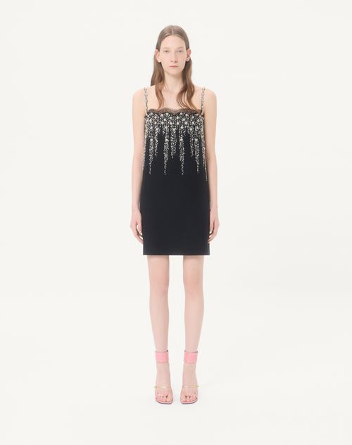 Valentino - Embroidered Crepe Couture Short Dress - Black - Woman - Dresses