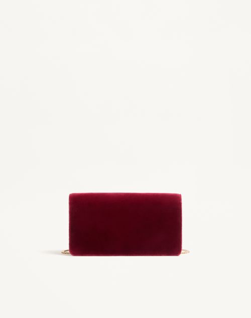 Valentino Garavani - Vlogo Signature Mini Velvet Shoulder Bag - Maroon - Woman - Wallets & Cardcases - Accessories