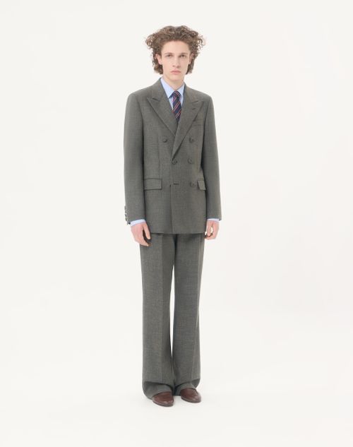 Valentino - Valentino Mouliné Wool Trousers - Dark Green - Man - Pants And Shorts