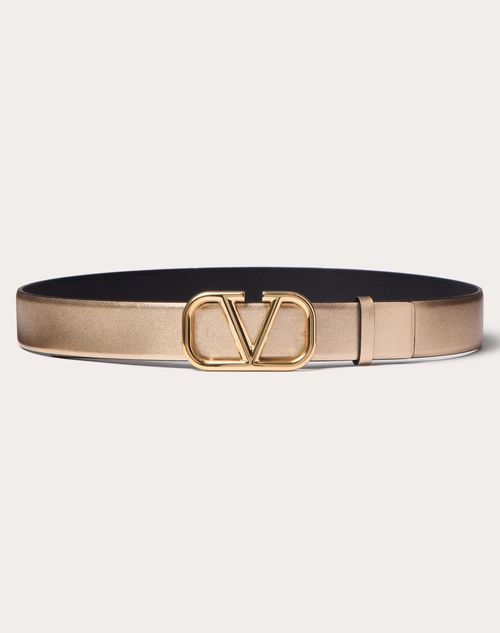 Vlogo Signature Reversible Belt In Metallic And Shiny Vlogo Signature Reversible Belt In Metallic And Shiny