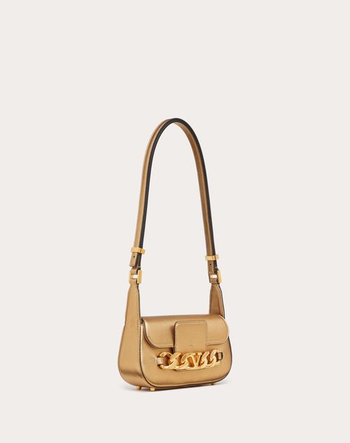 Valentino Garavani - Vlogo Chain Small Laminated Nappa Shoulder Bag - Antique Brass - Woman - Shoulder Bags
