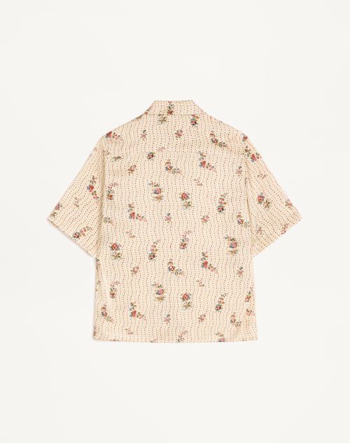 Valentino - Camisa De Bowling Valentino De Seda Con Estampado Papier Floral - Manteca - Hombre - Camisas