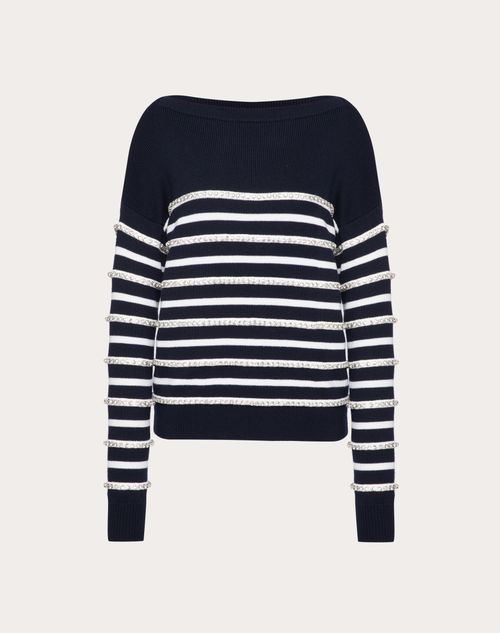 Valentino - Embroidered Wool Sweater - Navy - Woman - Knitwear