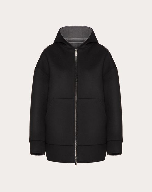 Valentino - Compact Drap Peacoat - Black - Woman - Jackets And Blazers