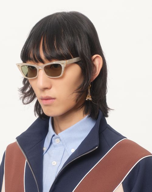 Valentino Garavani - Valentino Garavani Chez Valentino Single Earring In Metal And Swarovski® Rhinestones - Palladium/antique Brass - Man - Jewellery