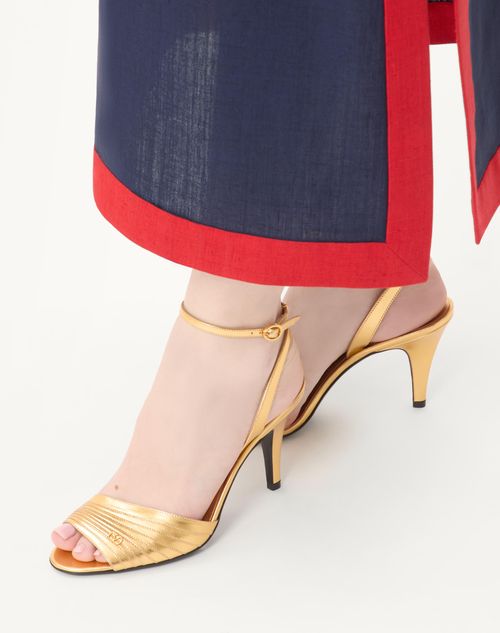 Valentino Garavani - Ladycrush Sandal In Laminated Calfskin 85mm - Antique Brass - Woman - Shelf - W Shoes - Ladycrush