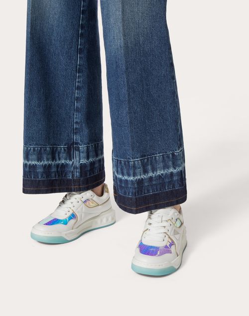 Valentino Garavani - One Stud Low Top Sneaker In Nappa Leather With Iridescent Details - White - Woman - Sneakers