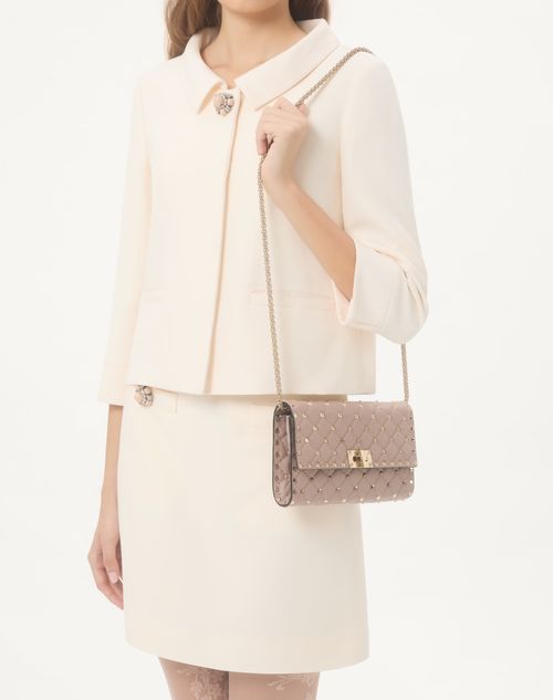 Valentino Garavani - Rockstud Spike Nappa Leather Crossbody Clutch Bag - Poudre - Woman - Valentino Garavani Rockstud Bags