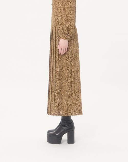 Valentino - Crepe De Chine Skirt With Fauve Eclat Micromacula Print - Animal Print - Woman - Skirts