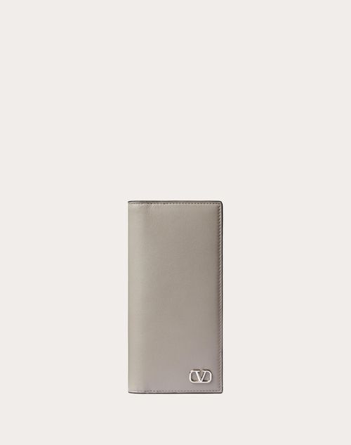 Mini Vlogo Calfskin Wallet for Man in Pearl Gray | Valentino US