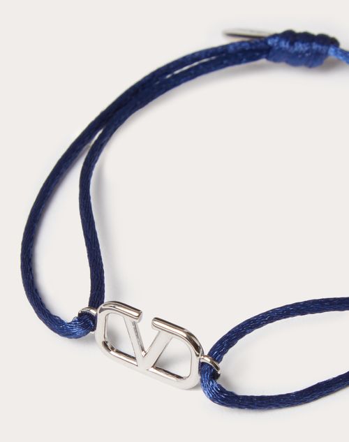 Valentino Garavani - Bracelet Vlogo Signature En Coton - Bleu - Homme - Bijoux Et Montres