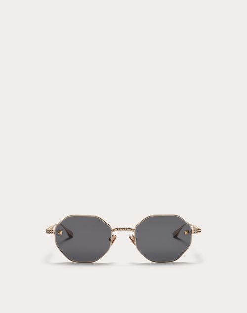 Valentino - Sechseckiger Rahmen Aus Titan V-stud - Grau - Unisex - Sonnenbrillen