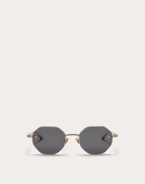 Valentino - Exhagonal Titanium Frame V-stud - Grey - Unisex - Akony Eyewear - Accessories