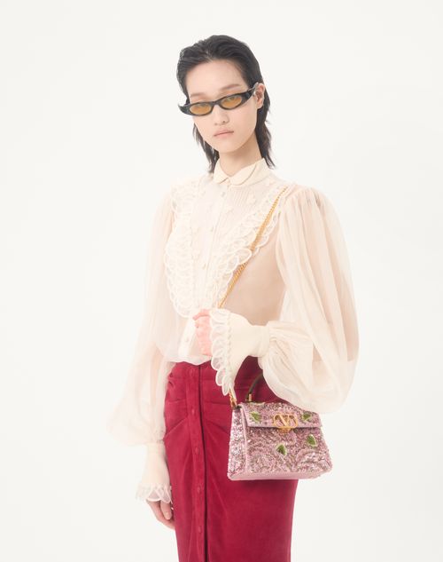 Valentino Garavani - Borsa A Mano Mini Valentino Garavani Vsling Ricamata - Rosa/multicolor - Donna - Borse A Mano