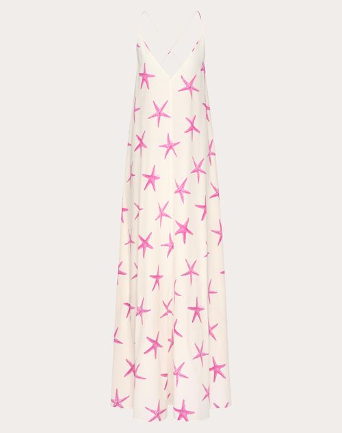 Valentino - Vestido De Noche De Crepe De Chine Starfish - Marfil/pink Pp - Mujer - Ropa