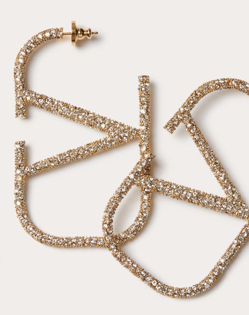 Valentino Garavani - Vlogo Signature Metal And Crystal Earrings - Gold - Woman - Jewellery