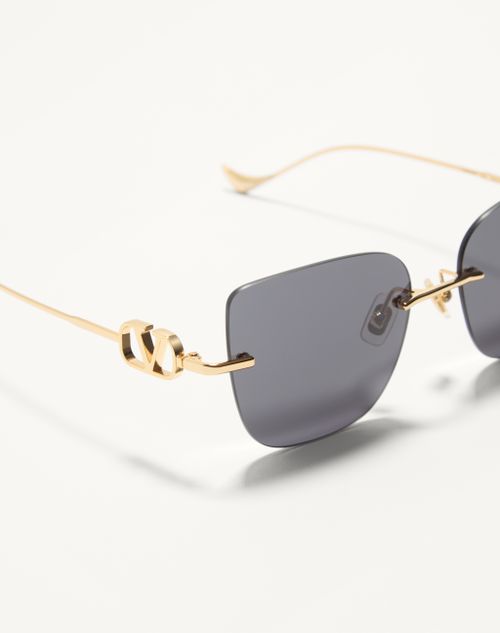 Valentino - Geometric Metal Eyewear - Gold/grey - Woman - Akony Eyewear - Accessories