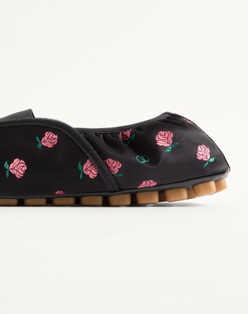 Valentino Garavani - Rhytmika Slipper In Jacquard Rose Fabric - Black - Man - Sneakers