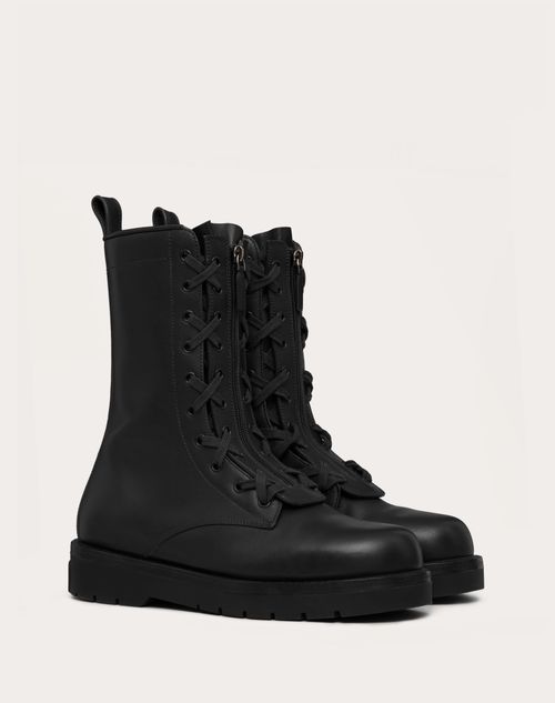 Valentino Garavani - Calfskin Xcombat Boots 40mm - Black - Man - Fashion Formal - M Shoes
