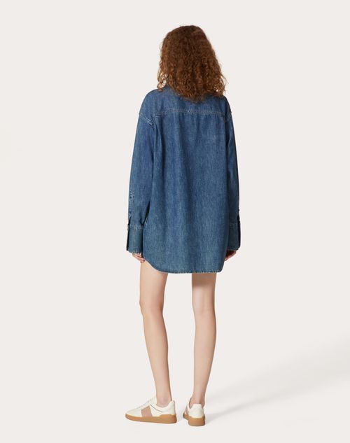 Chambray Denim Dress for Woman in Denim Valentino PH