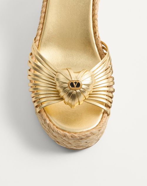 Valentino Garavani - Royal Wedge Sandal In Metallic Nappa Leather 100mm - Antique Brass - Woman - Espadrilles And Wedges