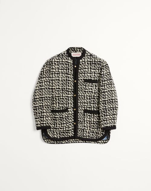 Valentino - Wool Tweed Shirt Jacket - Ivory/black - Man - Outerwear