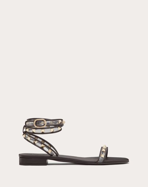 Valentino Garavani - Rockstud Polymer Sandal 15mm - Brown/transparent - Woman - Sandals