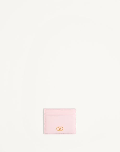 Valentino Garavani - Vlogo Signature Grainy Calfskin Card Holder - Rose Quartz - Woman - Wallets And Small Leather Goods