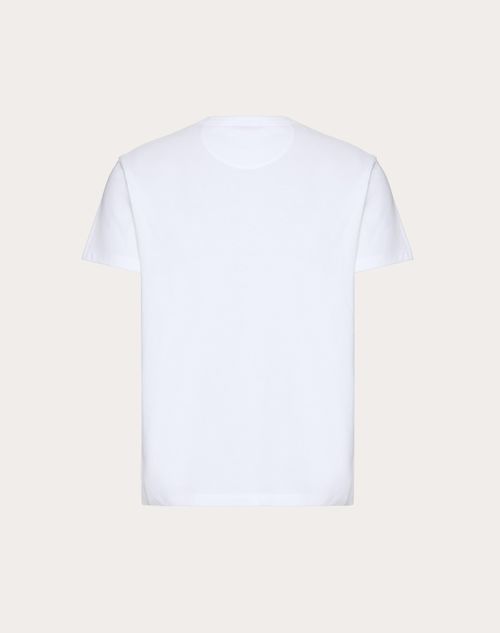 Valentino - Camiseta De Algodón Con Mariposa Bordada - Blanco - Hombre - Rebajas Ready To Wear Para Hombre