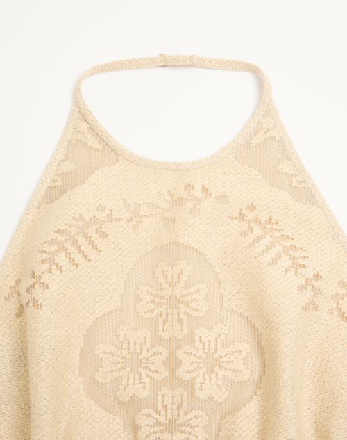 Valentino - Top In Floral Stamp Blanket - Ecru/silver - Donna - Camicie E Top