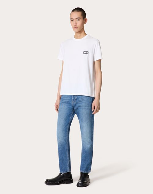 Valentino - Cotton T-shirt With Vlogo Signature Patch - White - Man - Gifts For Him