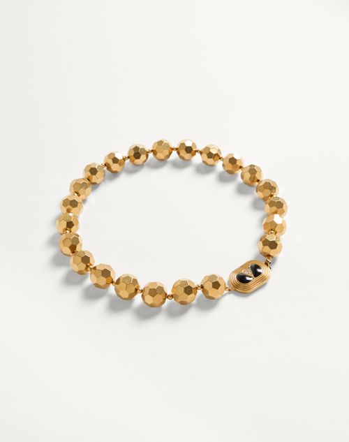 Valentino Garavani - Ovalette Necklace In Resin, Enamel, Metal And Swarovski® Crystals - Yellow Gold/black - Woman - Jewellery