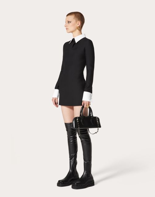Valentino - Robe Courte En Crêpe Couture - Noir/blanc - Femme - Prêt-à-porter