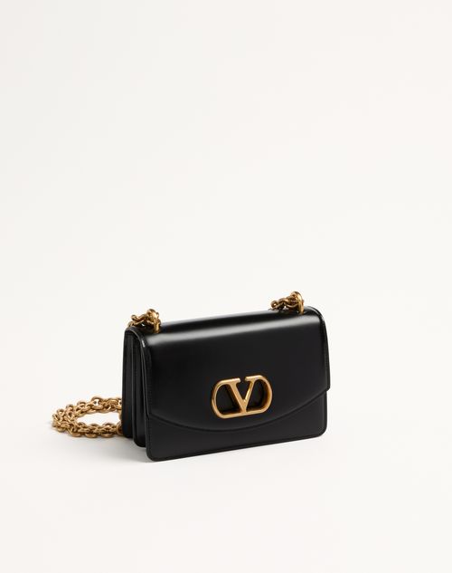 Valentino Garavani - Small Valentino Garavani Vain Shoulder Bag In Shiny Calfskin - Black - Woman - Bags