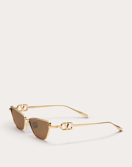 Valentino - Vlogo Sign Lunettes Œil-de-chat En Titane - Marron - Unisexe - Lunettes De Soleil