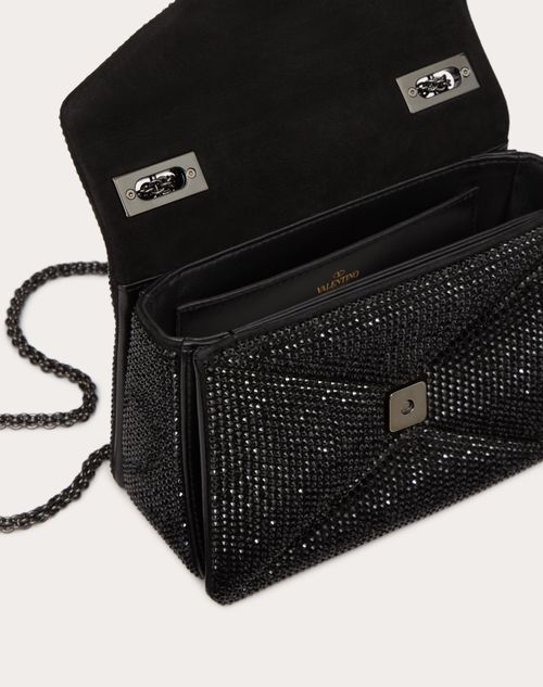 ONE STUD SMALL BAG WITH CHAIN AND RHINESTONE EMBROIDERY