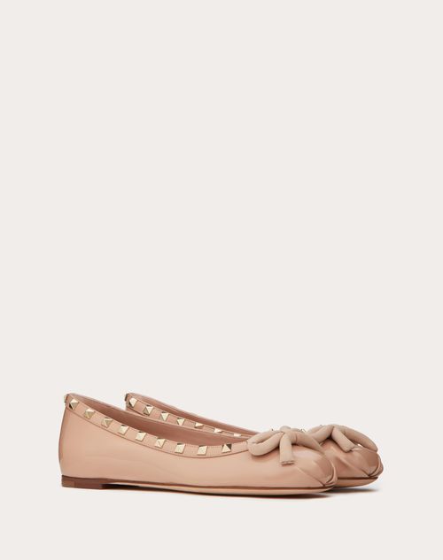 Valentino Garavani - Rockstud Patent Leather Ballerina - Rose Cannelle - Woman - Shoes