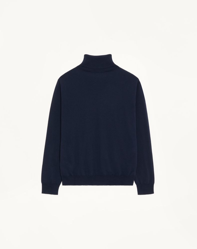 Valentino Wool High-Neck Jumper With Vg Embroidery Man Dark Blue L