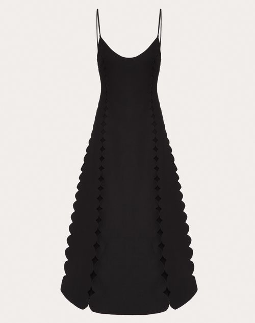 Valentino - Robe Mi-longue Brodée En Crepe Couture - Noir - Femme - Robes