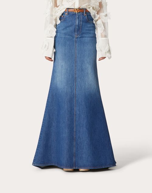 Very long denim clearance skirt