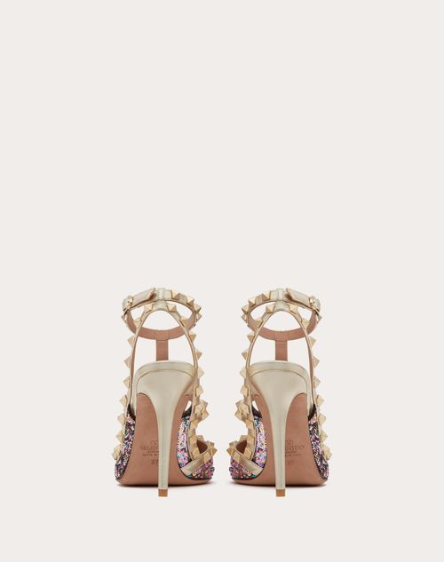 Rockstud Pump With Sequin Embroidery And Straps 100mm for Woman in ...