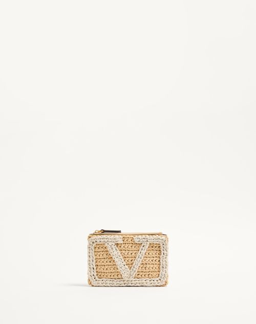 Valentino Garavani - Valentino Garavani Viva Superstar Small Pouch In Synthetic Raffia - Natural/butter - Woman - Clutches