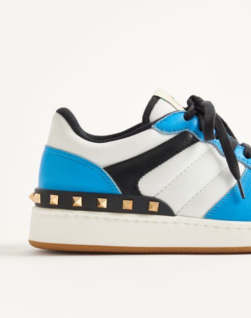 Valentino Garavani - Freedots Two-tone Sneaker In Kidskin And Nappa Calfskin With Studs Detail - Azure/multicolour - Man - Trainers