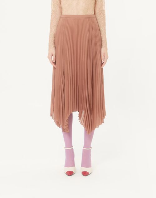 Valentino - Midi Skirt In Light Georgette - Terracotta - Woman - Skirts