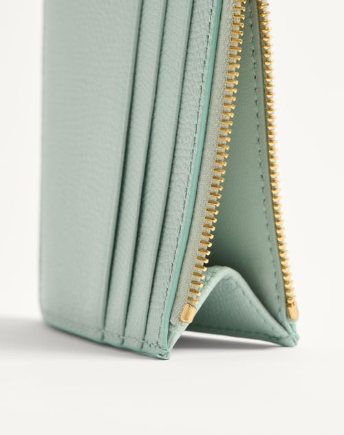Valentino Garavani - Vlogo Signature Grainy Calfskin Card Holder - Grey - Woman - Wallets And Small Leather Goods