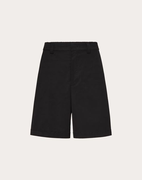 Valentino - Nylon Bermuda Shorts With Maison Valentino Rubber Label - Black - Man - Pants And Shorts