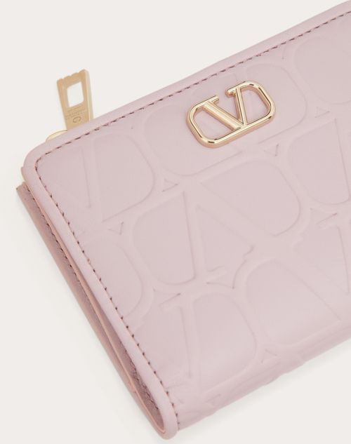 Valentino Garavani Women's Leather Toile Iconographe Calfskin Cardholder with Zip - Pink - Wallets