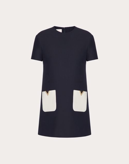 Valentino - Crepe Couture Short Dress - Navy/ivory - Woman - Dresses